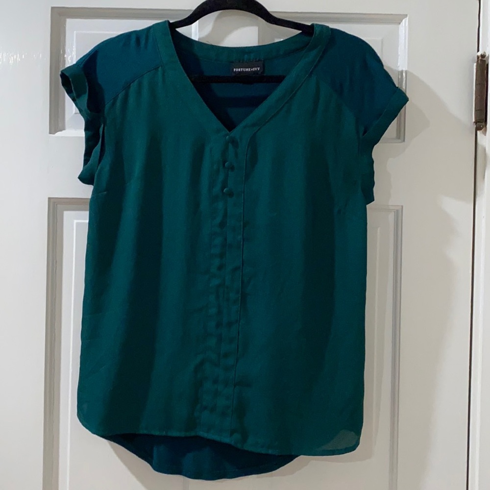 Fortune+Ivy Hunter Green Top